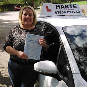 Woman who passed first tima at Chesterfield.